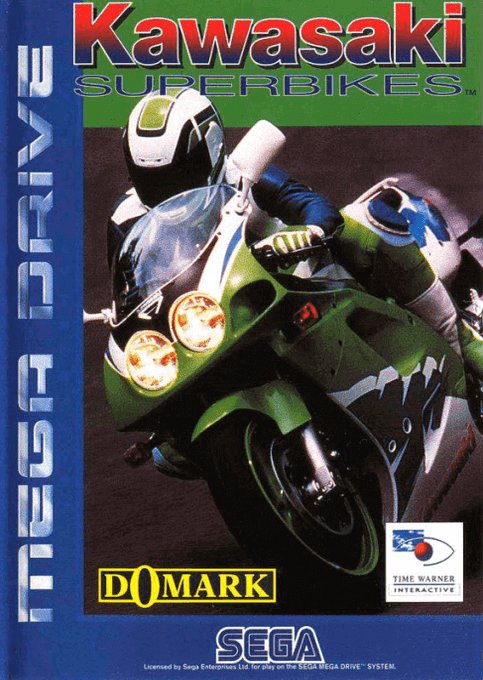 Kawasaki Superbikes box art for Sega Mega Drive